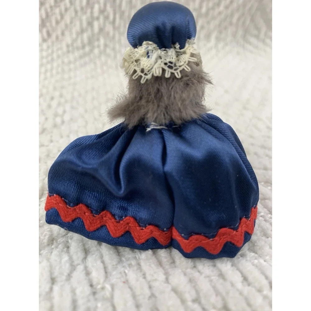 Original Toy Fur Mouse Betsy Ross Blue Red Patriotic Flag West Germany Miniature